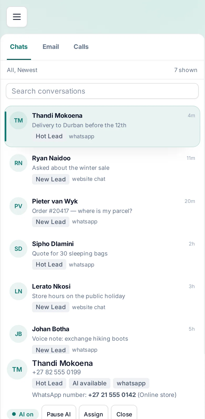 AgentDesk — the inbox on a phone